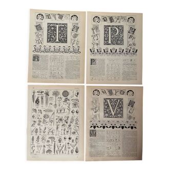 Set of 4 lithographs twentieth century