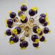 Chandelier Sputnik en verre de Murano et laiton, sphère jaune et violette