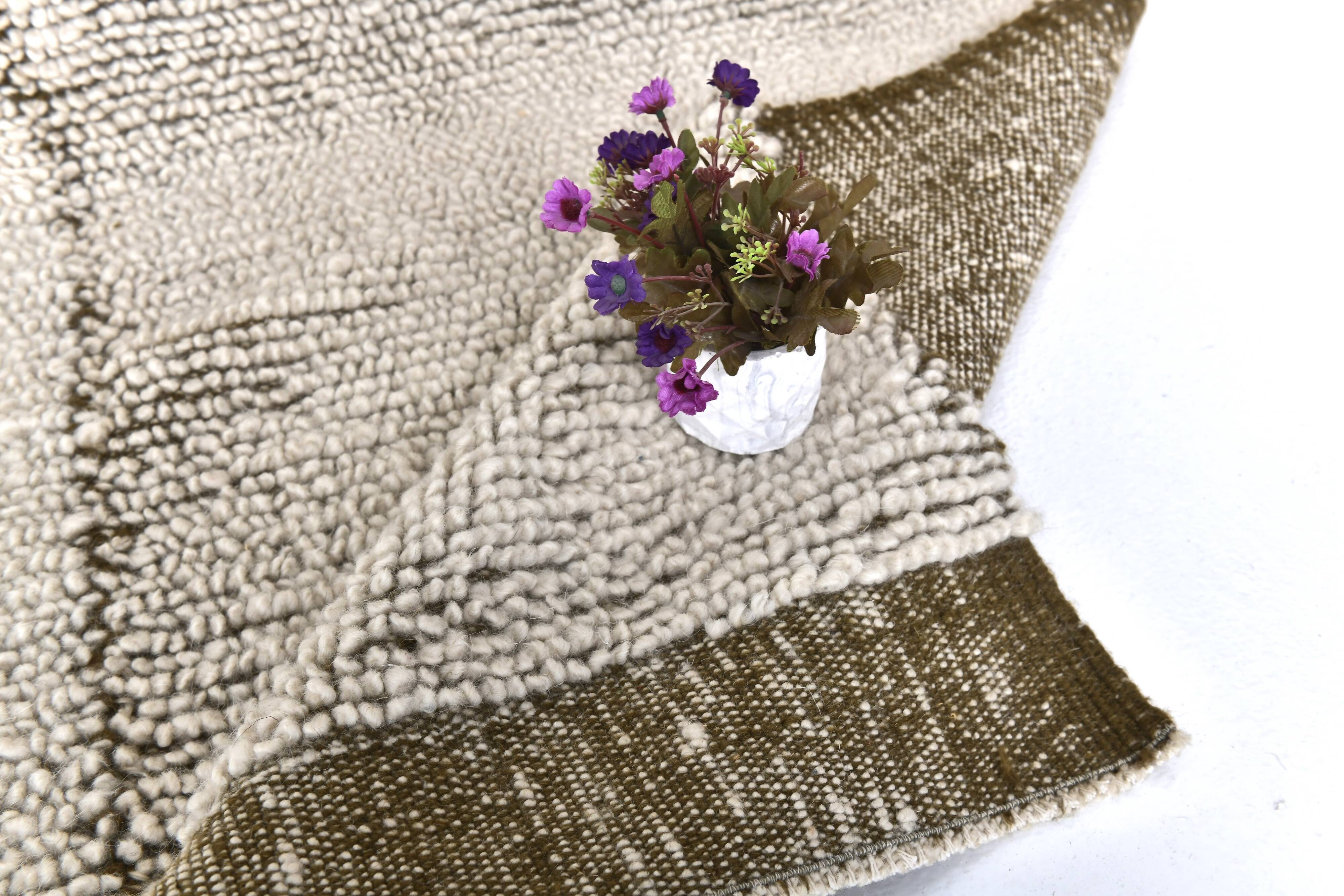 7x10 Dark Green White Handmade Wool Turkish Rug, 200x300Cm SK 242094