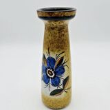 Vase en terre cuite émaillée décor de cordes et fleurs bleues - 661008