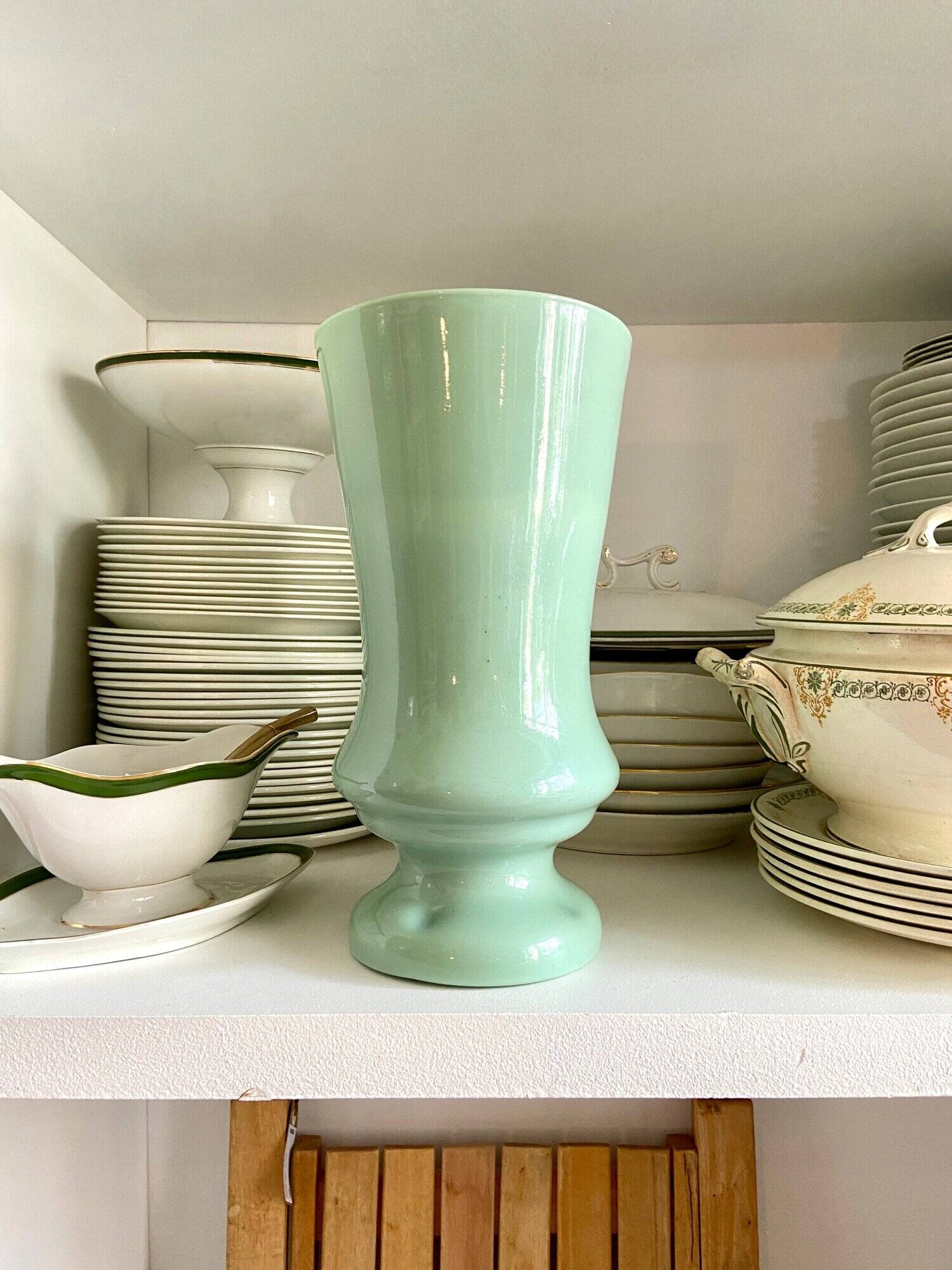Water green opaline vase