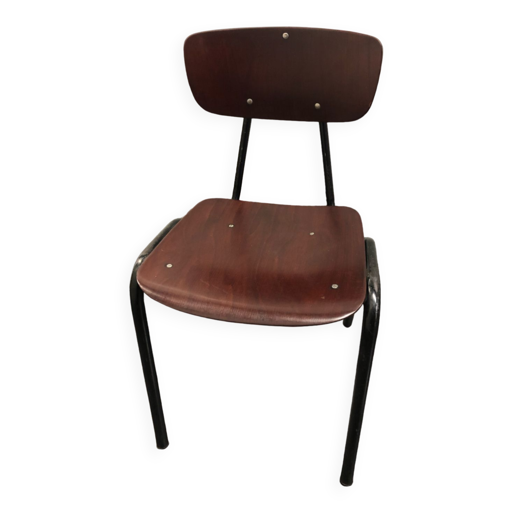 Chaise Pagholz métal laqué noir et bois vers 1950