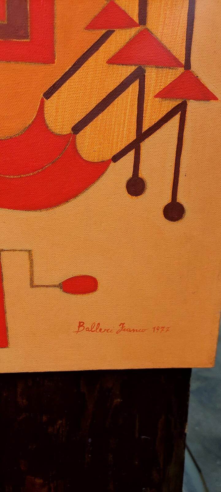 Abstract painting by Franco Balleri 1977 oil on canvas 80x60