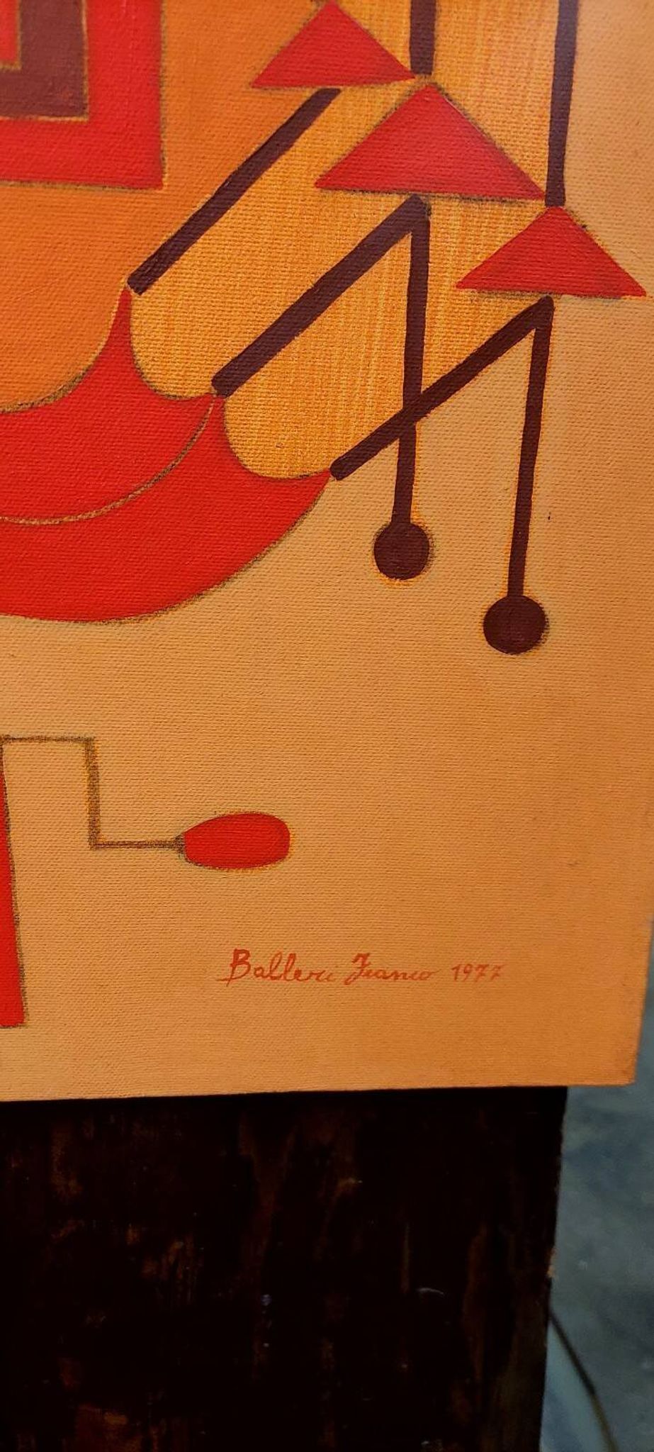 Abstract painting by Franco Balleri 1977 oil on canvas 80x60