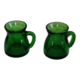 Green glass cups