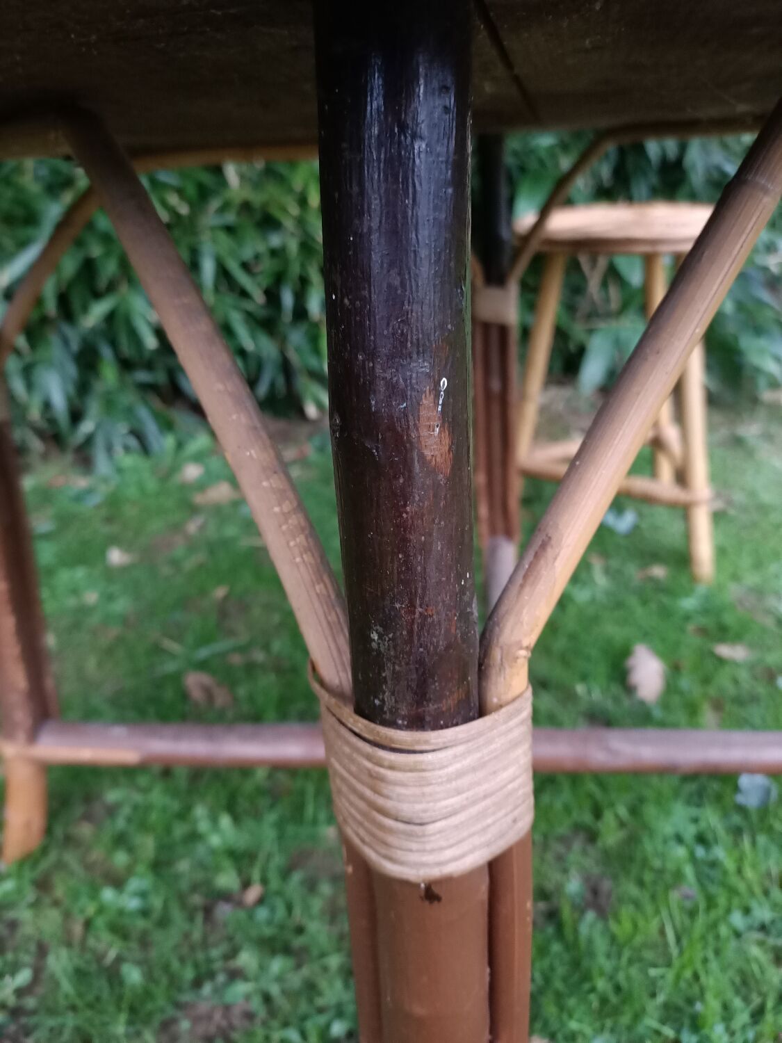 Wooden and rattan dining table