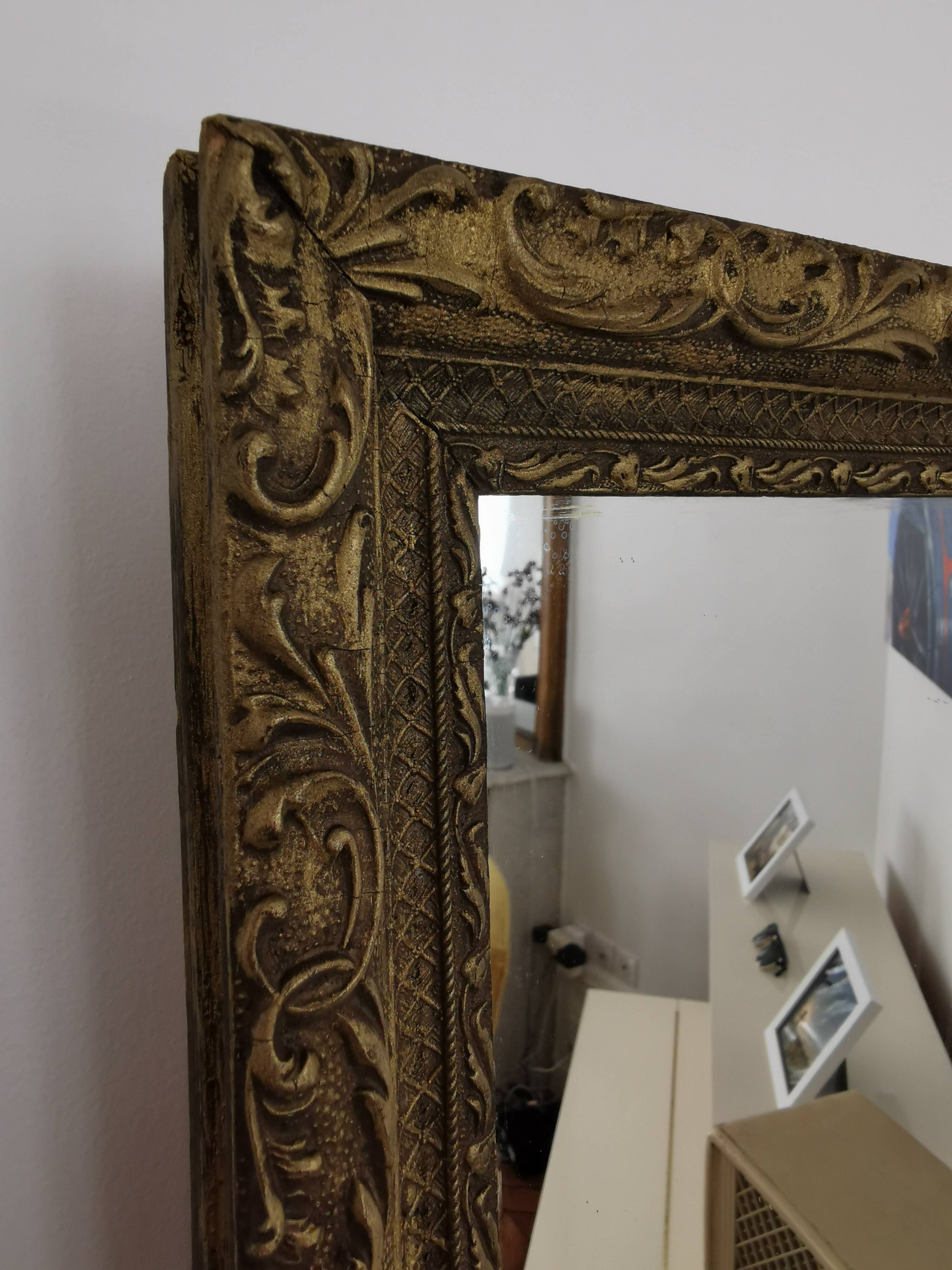 Louis XIII-style gold mirror - 58x48cm