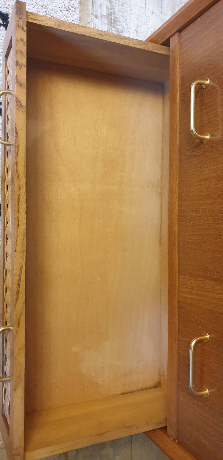 Wood and rattan chest of drawers