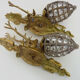 Pair of vintage wall lamps with pearl deer head and glass grapevines