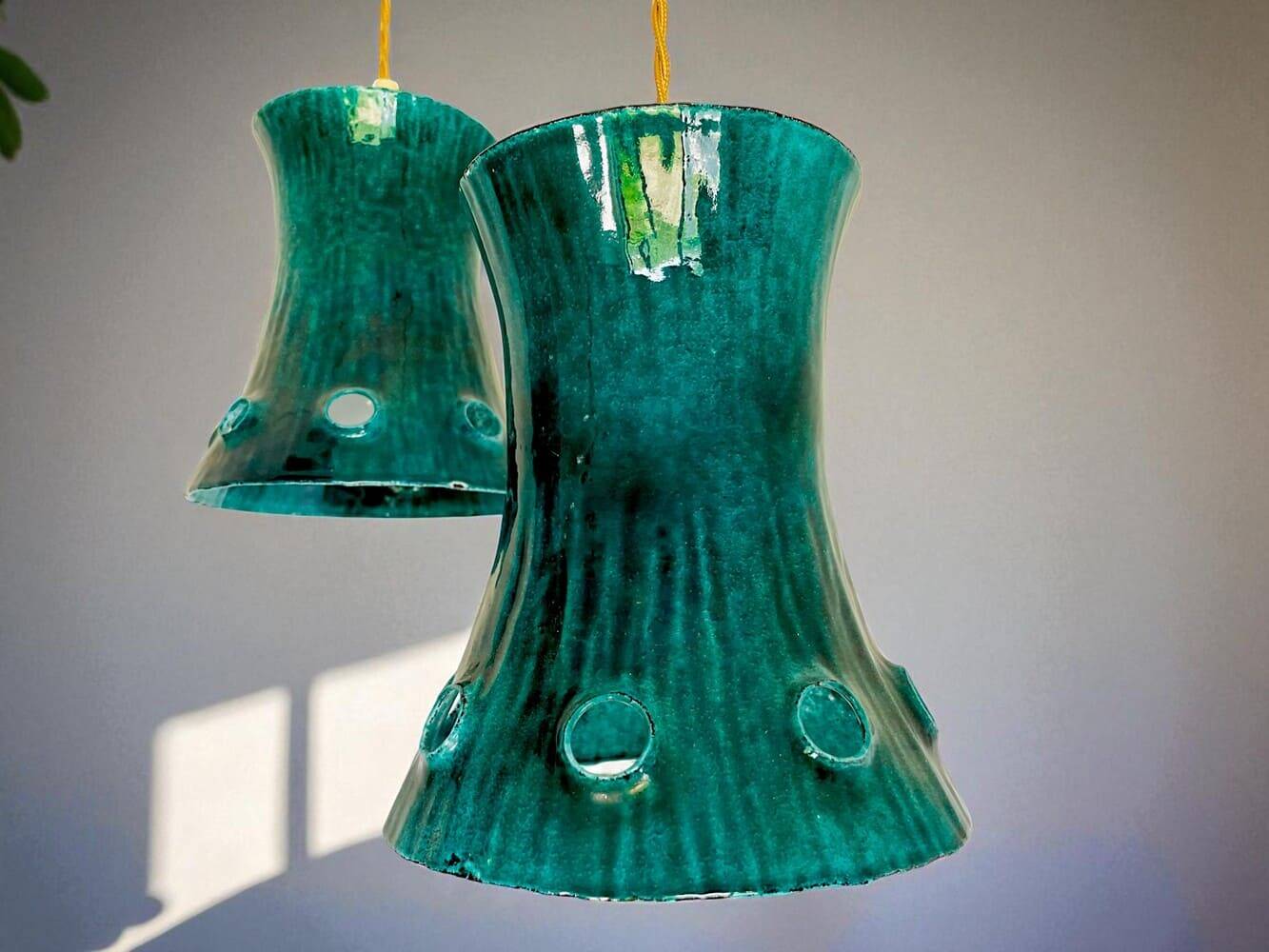 Green cast iron cascading chandelier
