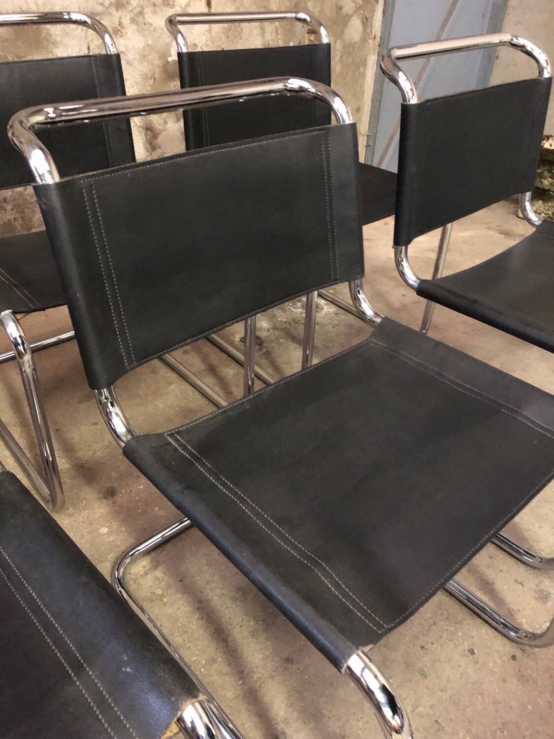 Ensemble de 7 Chaises S33 Mart Stam Circa 1980
