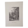 Gravure ancienne Etude de paysage - Edmond-Adolphe Rudaux