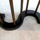 Table basse chêne et laiton vers 1960