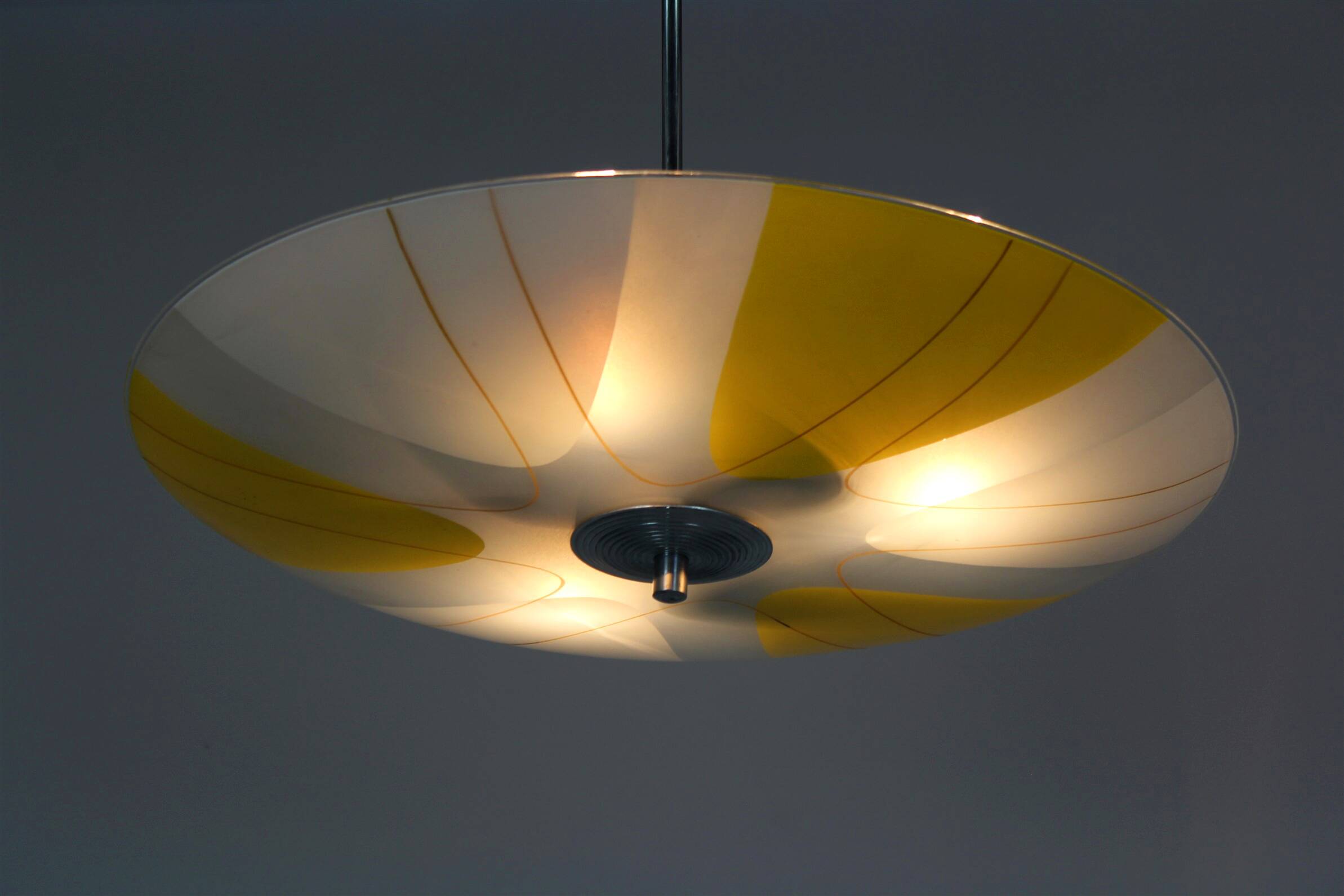 Mid-Century Czech Glass Pendant Lamps with Colorful Decor, 1970s, Set of 6