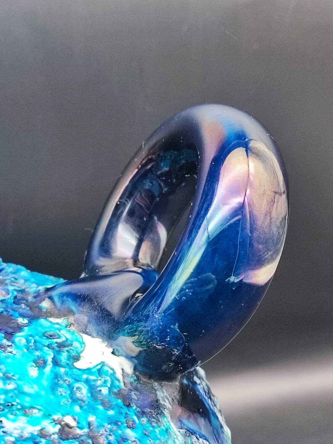 Vallauris vintage iridescent blue fat lava vase?