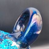 Vallauris vintage iridescent blue fat lava vase?