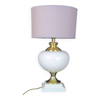 Le Dauphin, French Ceramic and Brass Table Lamp, Mid-Century Signed