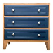 Art Deco chest of drawers in raw wood and blue, 1940