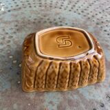 Rectangular glazed ceramic barbotine dish for asparagus sauce, asparagus patterns