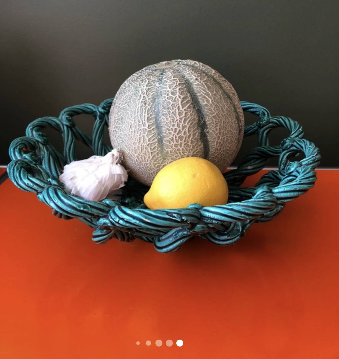 Vintage woven green basket Vallauris