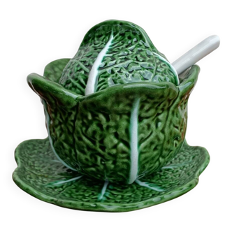 Soup tureen and cabbage slipware dish