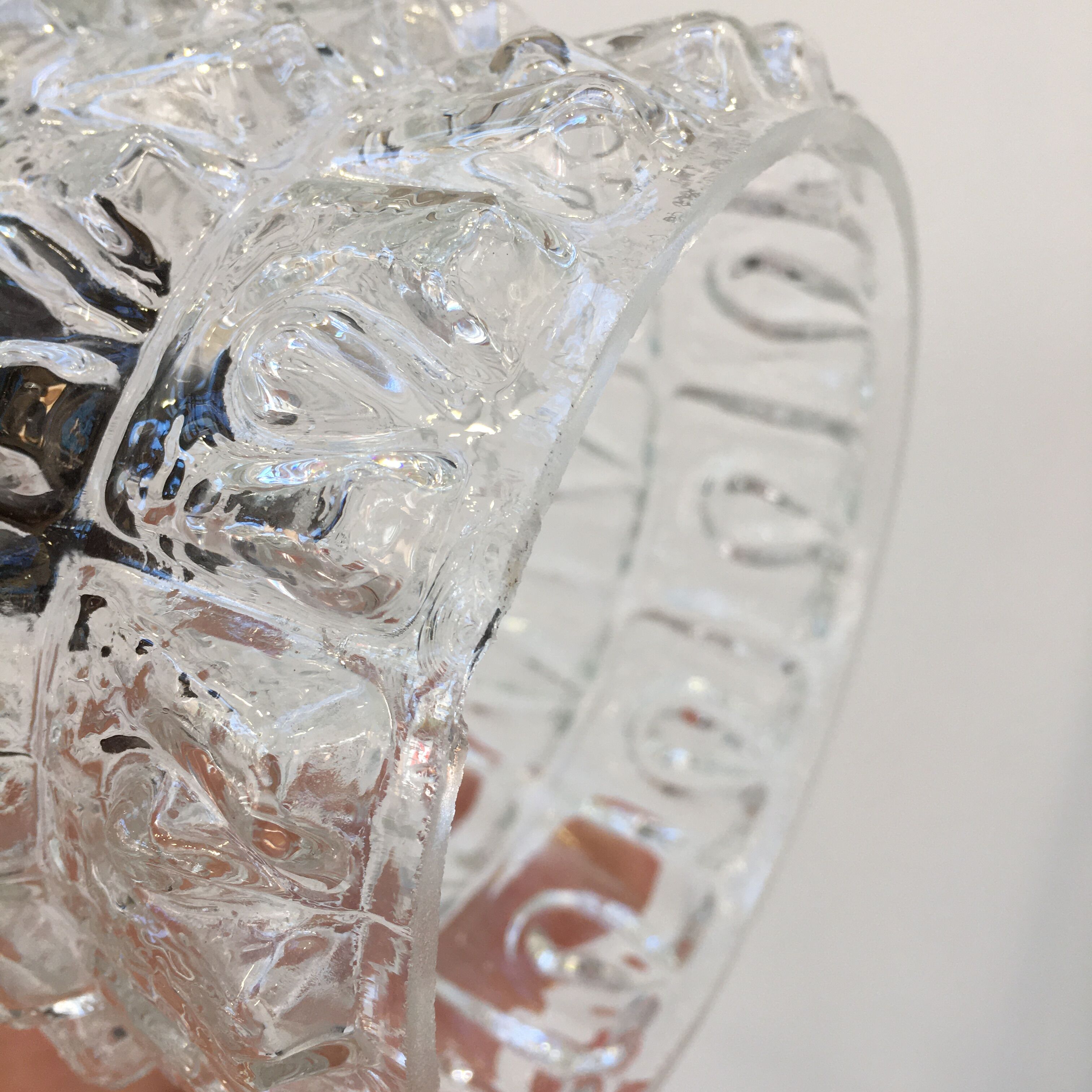 Vintage glass pendant lamp 70s
