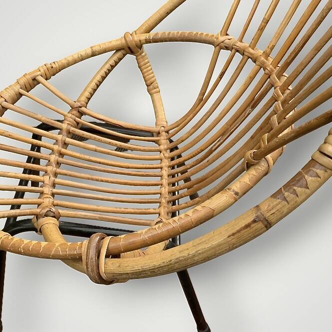 Vintage bamboo and rattan children's armchair
