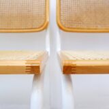 Set of 4 Italian rattan and white metal chairs