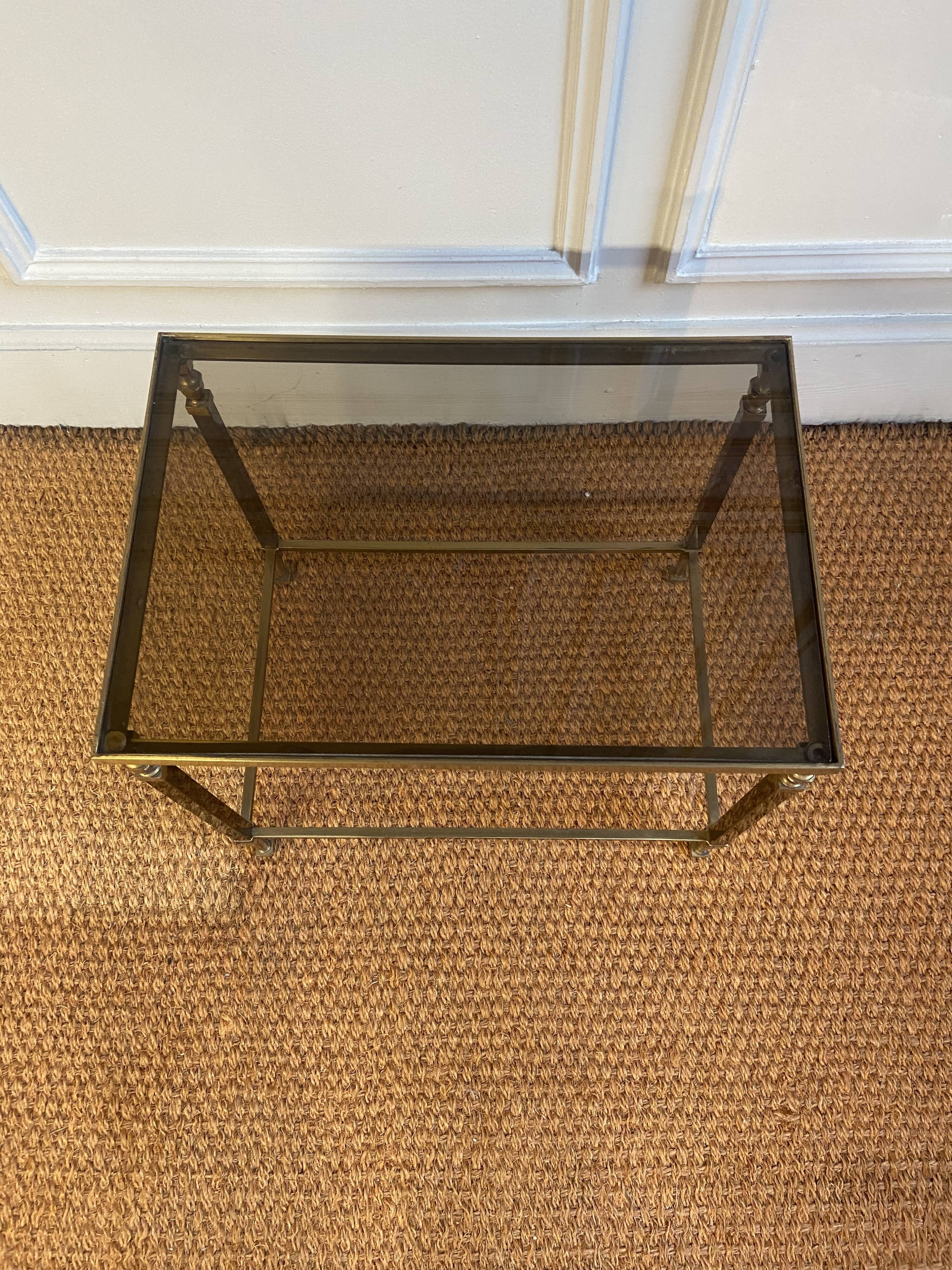 Brass and smoked glass side table, 1970