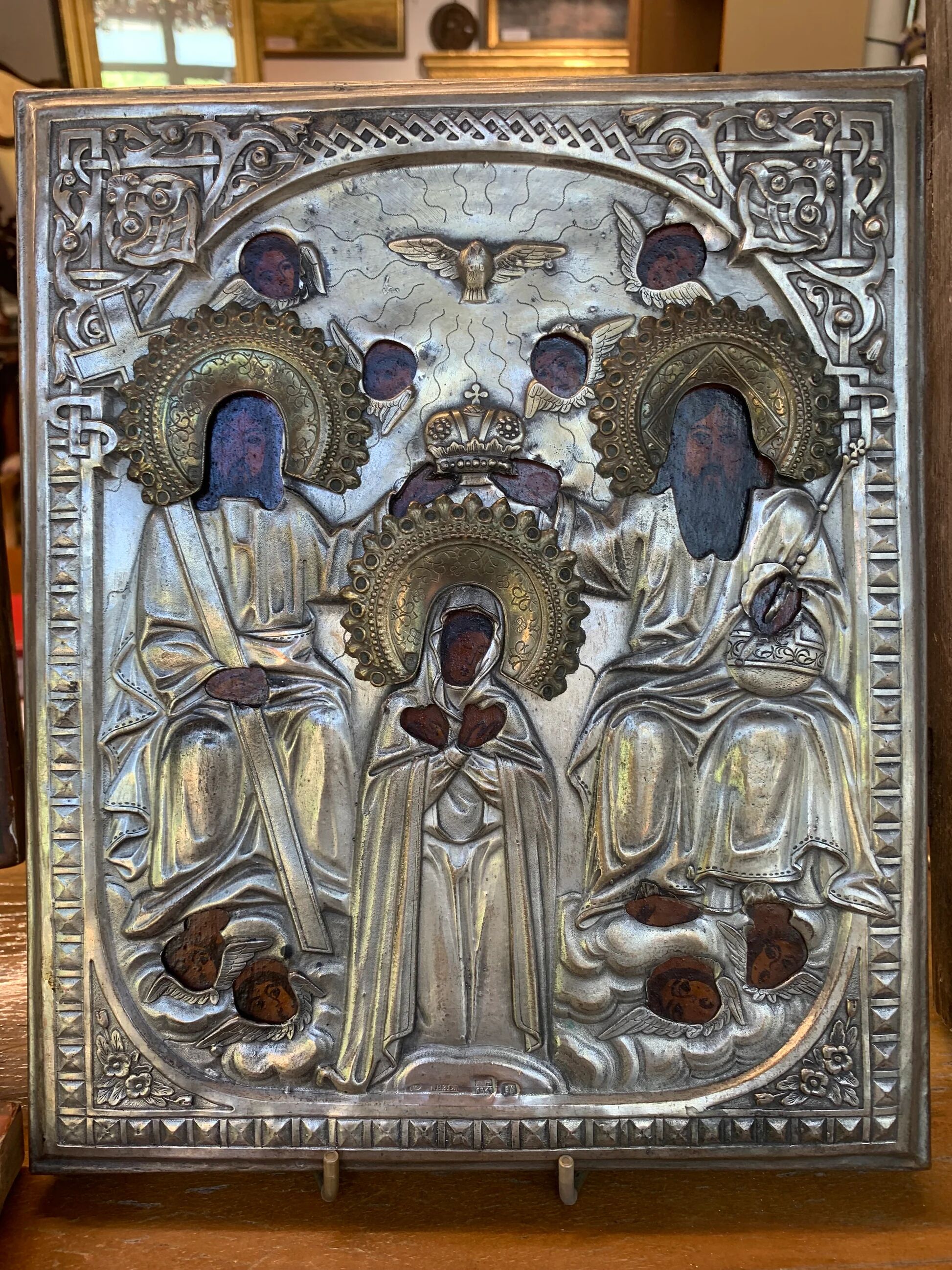 Icône « Couronnement de la Mère de Dieu » en argent, début XIXe siècle