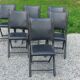 Set of 6 folding chairs, 70s design, 3 leather, 3 moleskin