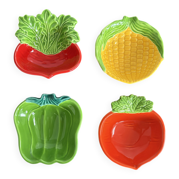 Bols vintage Made in Japan – céramique figurative légumes, esprit pop