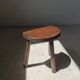 Stool in solid wood tripod seat half-moon
