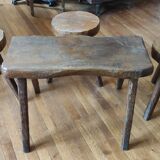 Ensemble salon brutaliste table basse avec 3 tabourets/design 20 ème