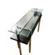 70s glass and stainless steel console