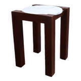 Marble and wood side table