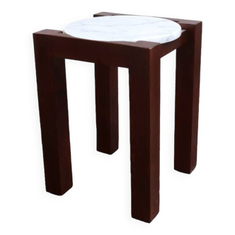 Marble and wood side table