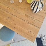 Old farmhouse table in raw wood - 2 drawers