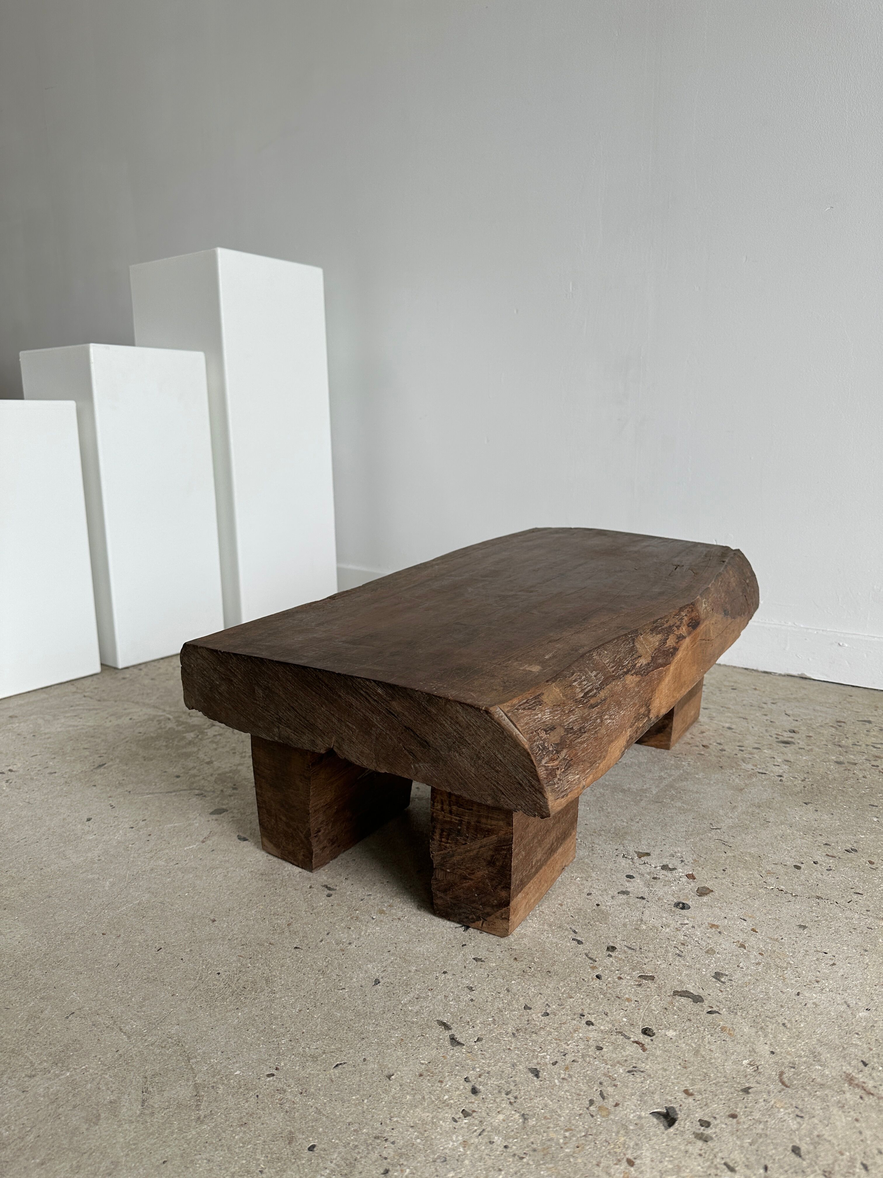Asian solid wood quadripod brutalist coffee table H30 L81 l42
