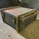 Vintage green wooden industrial box / chest / military crate
