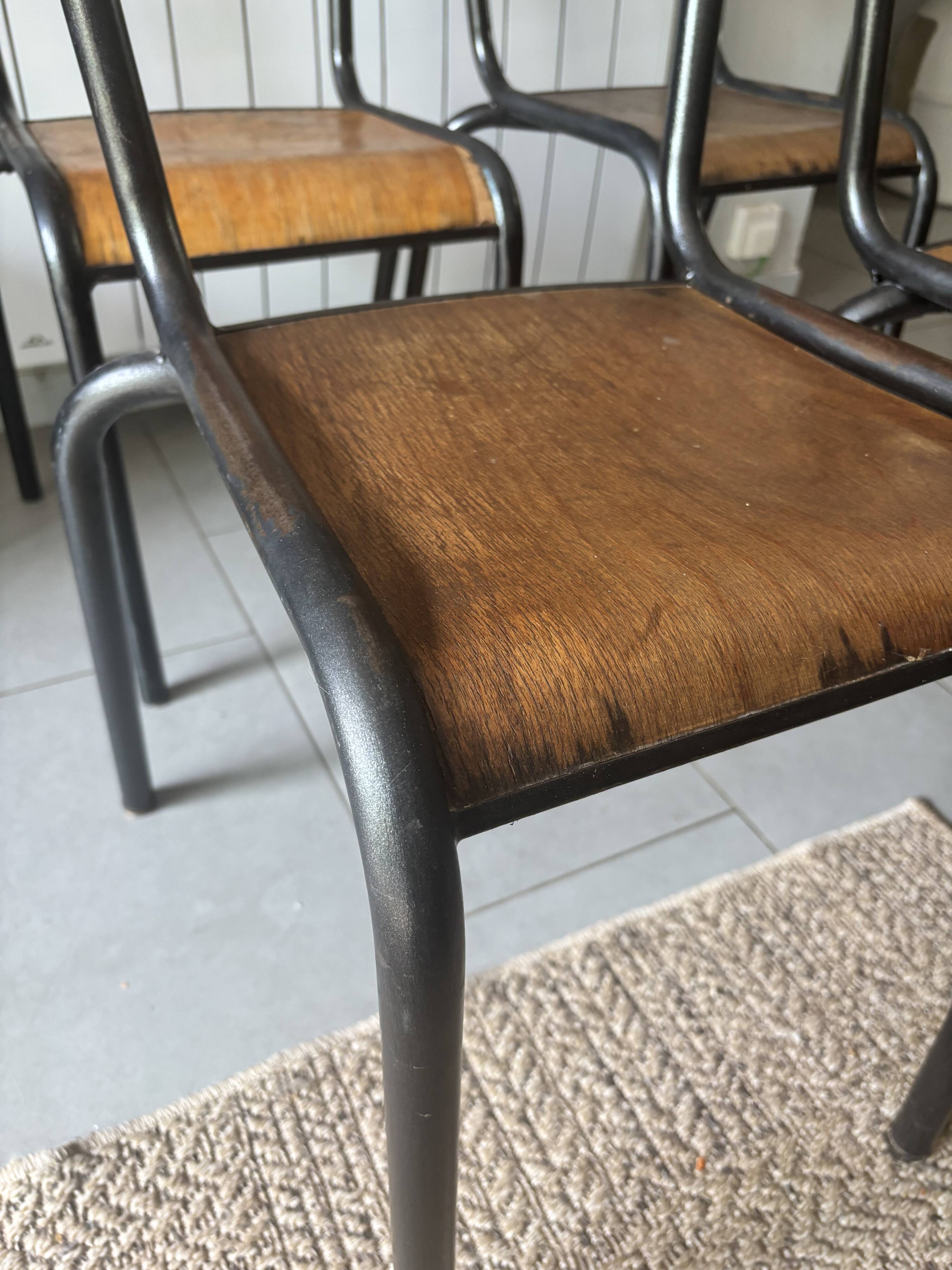 Set of 4 authentic vintage MULLCA school chairs