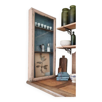 Display case in patinated wood, circa 1900