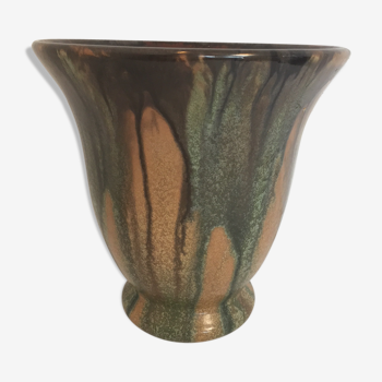 Stoneware vase flamed art nouveau pottery of bouffioulx 9517