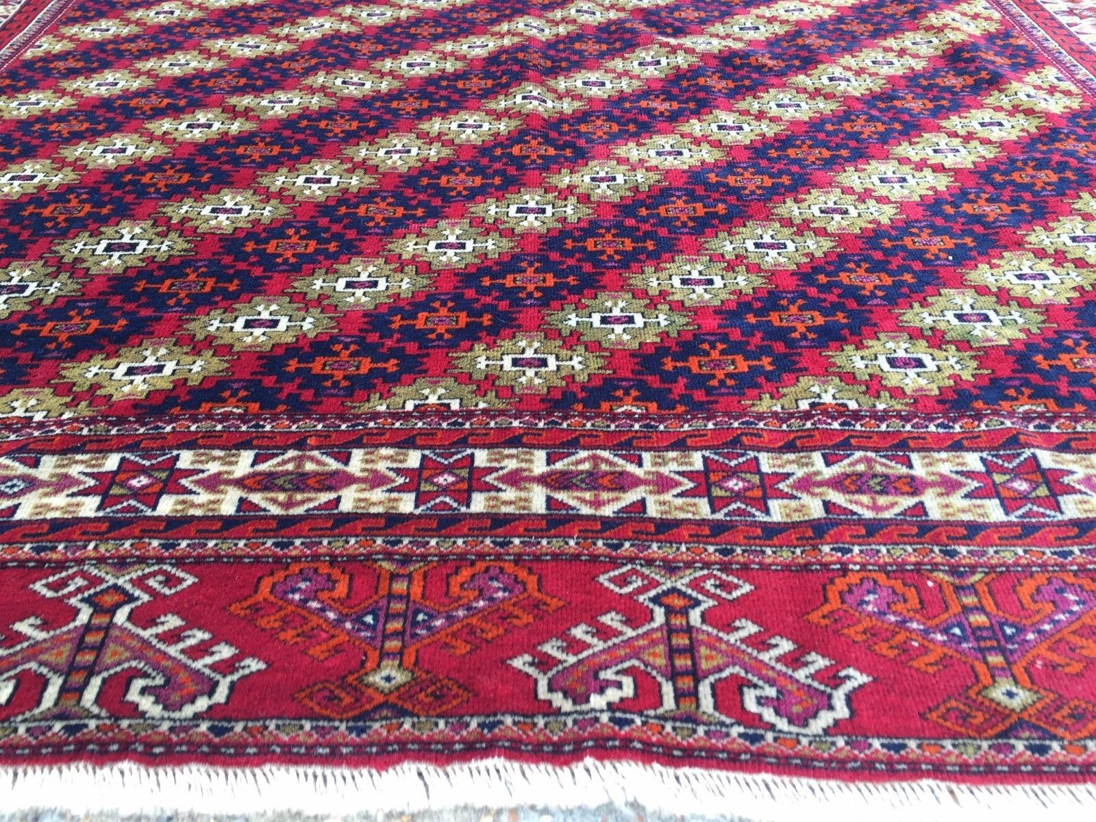 Fine Antique Turkmen Rug Wool Oriental Hand Made Rug 245x162cm Persian Vintage