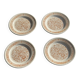 Set of 4 small dessert plates with a vintage stylised flower pattern.