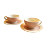 Duo de tasses villeroy et boch, Météore, années 50 rose poudré