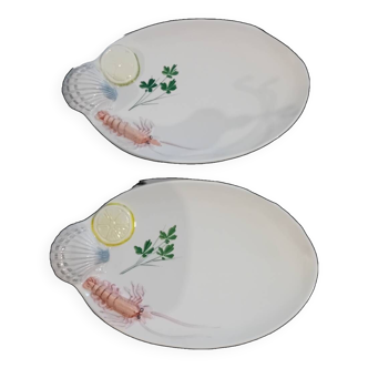 2 Assiette de fruits de mer vintage MCM art cre Italie Tre Trévise