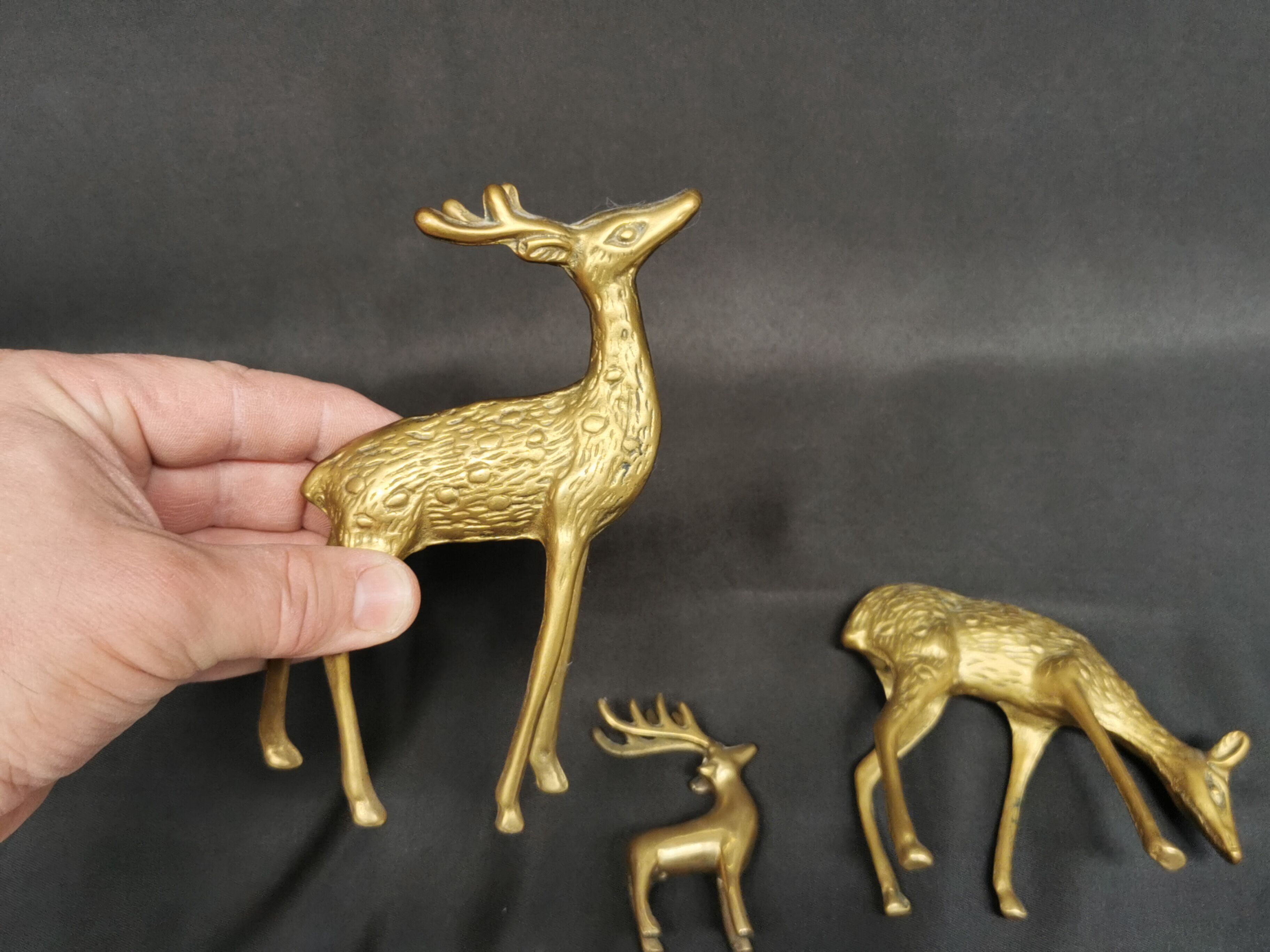 3 vintage animals deco / Brass Deer
