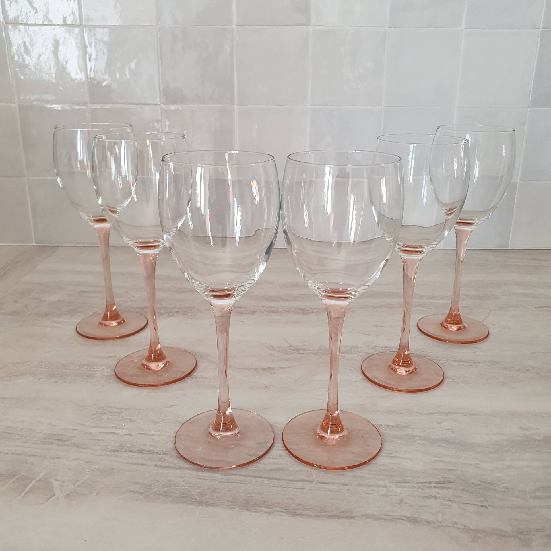 6 Verres à vin / verre à pied Rose
