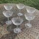 6 champagne glasses in glass and transparent crystal, antique chiseled